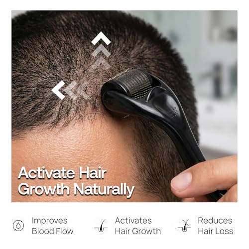 Image of Sifoz Derma Roller For Hair Growth 0.5 mm With 540 Titanium Needles Microneedle Roller For Face, Body, Scalp and Beard | For Women and Men | Reduces Acne Scars | Repairs Damaged Hair, Activates Hair Follicles | Safe & Effective