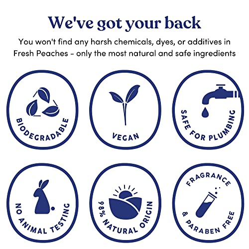 fresh peaches toilet paper gel wet wipe alternative  flush-safe a cleaner way to wipe  toilet paper spray blue pocket starter with pocket  44 oz