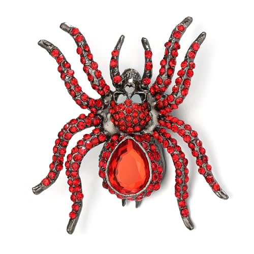 Image of EVER FAITH Women's Austrian Crystal Vintage Style Halloween Gothic Spider Skull Brooch Pin