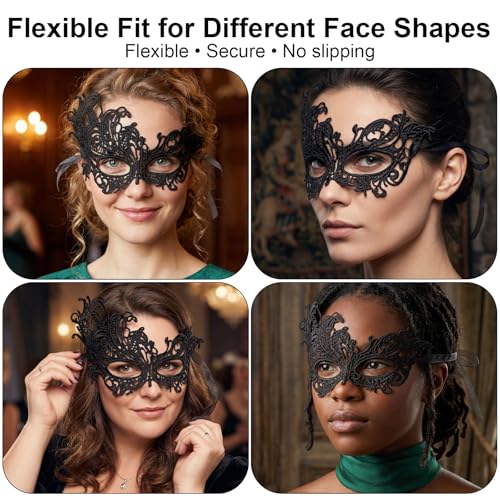Image of Exlinonline Lace Masquerade Mask Elastic,Fit for Adult,Soft Gentle Material,Specially For Costume,Thememed Party