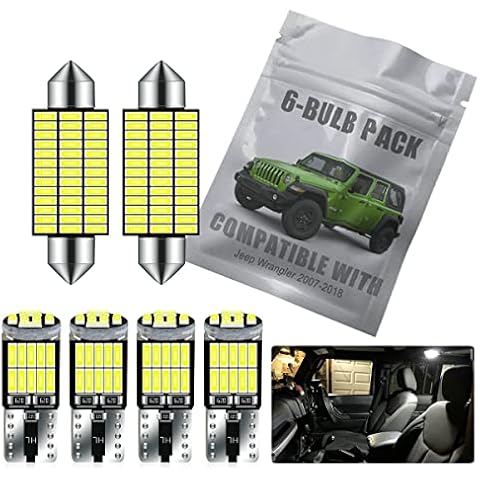 EBAIFUN White Interior LED Light Kit Compatible with 2007-2018 Jeep Wrangler JK JKU 2-Door 4-Door Super Bright 6000K Bulbs Accessories Package + License Plate Lights Cover