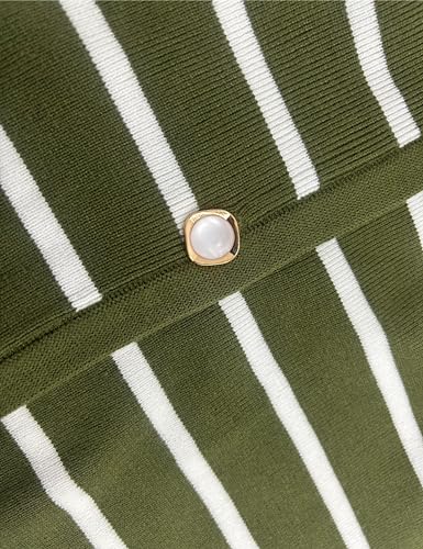 Image of Striped Sweater Vest Women Summer Sleeveless V Neck Button Up Knit Vests Tank Tops (Green-XL), X-Large