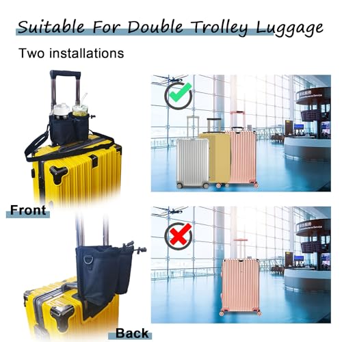 Image of zxbaers Luggage Cup Holder, Free Hand Drink Caddy Fit Most Suitcase Handles Portable Travel Cup Holder with Adjustable Strap Hold Two Cups Airplane Travel Accessories Must Haves
