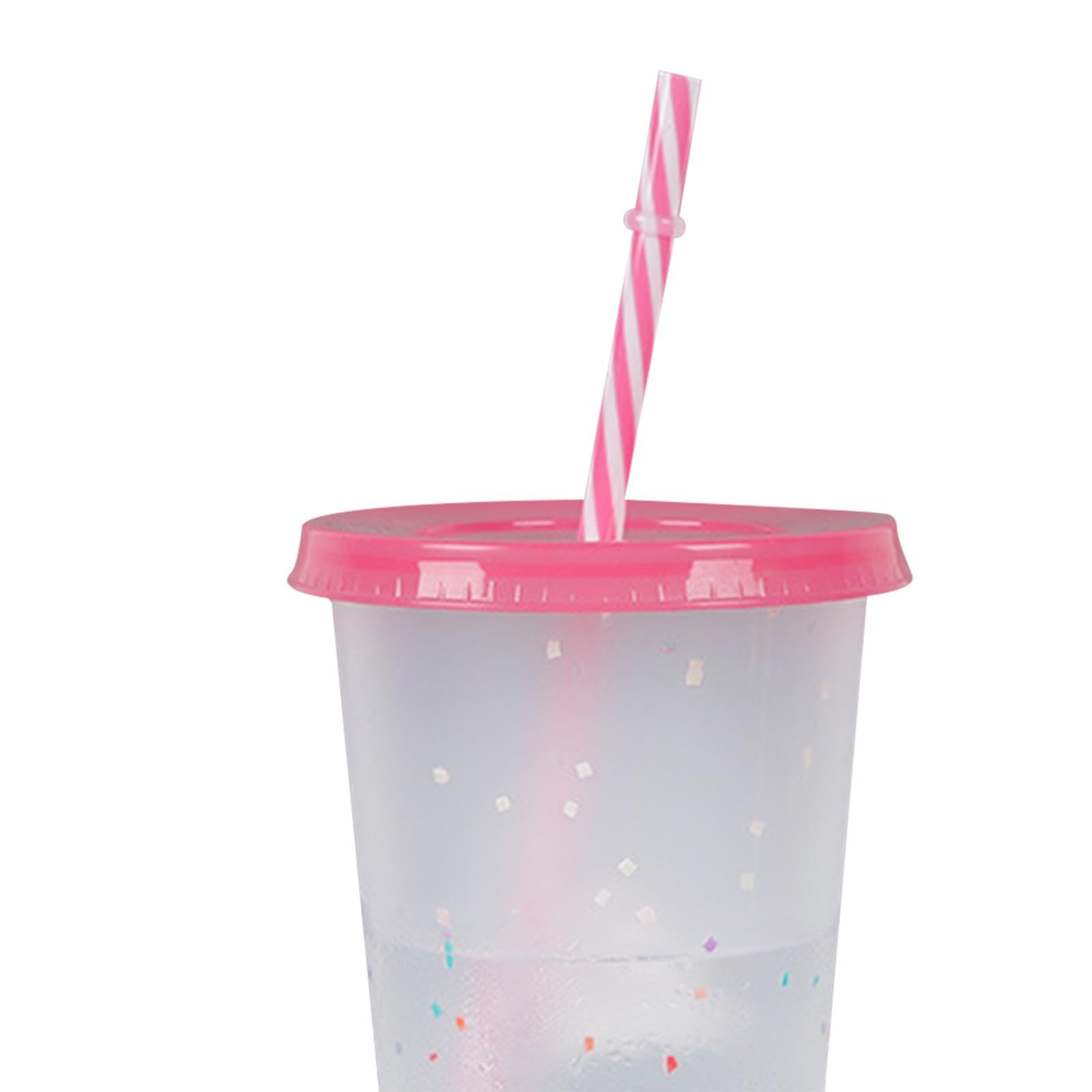 Set di 10 bicchieri che cambiano colore con cannuccia e coperchio per acqua ghiacciata Drinkware Estate