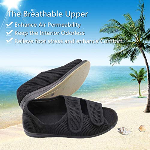 Woman Diabetic Shoes, Extra Wide Width Open Toe Sandals, Adjustable Arthritis Edema Slippers for Elderly Women4