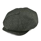 ileibmaoz Barett Baskenmützen Tweed Schwarz Mütze Fischgrät Baskenmütze Männlich Klassisch 8 Viertel Hut Weiblich Baskenmütze-Grün_62-63Cm