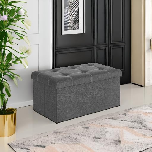 Image of SONGMICS Ottoman Storage Bench, 21 Gal. Folding Chest, Holds 660 lb