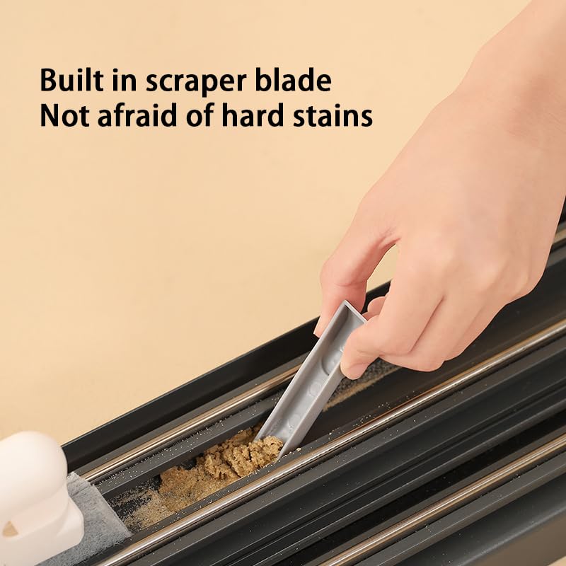 Image of 2PCS Window Track Cleaner, Window Groove Cleaning Brush Tools Set, Window Slot Clean Brush with Dustpan