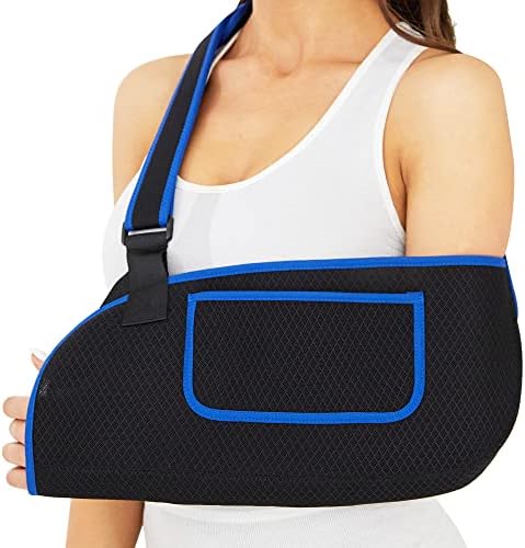 KKOOMI Arm Sling for Shoulder Injury Rotator Cuff Torn Wrist and Elbow Surgery, Arm Sling Adjustable Padded Elbow Dislocation and Sprain Brace, Shoulder Immobilizer Sling for Men&Women Arm Support Straps for Left&Right (L/XL)