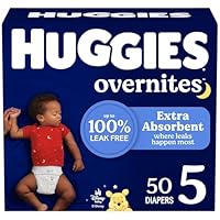 Huggies Overnites Size 5 Overnight Diapers (27+ lbs), 50 Ct, Packaging May Vary