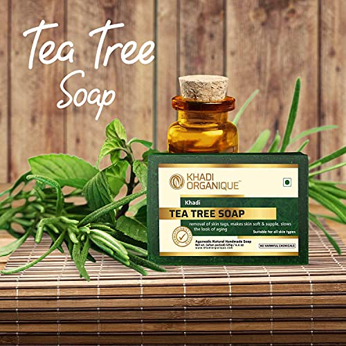 Image of Khadi Organique Natural Herbal Tea Tree Soap Pack of 3 (100% Organic & Handmade Soap)