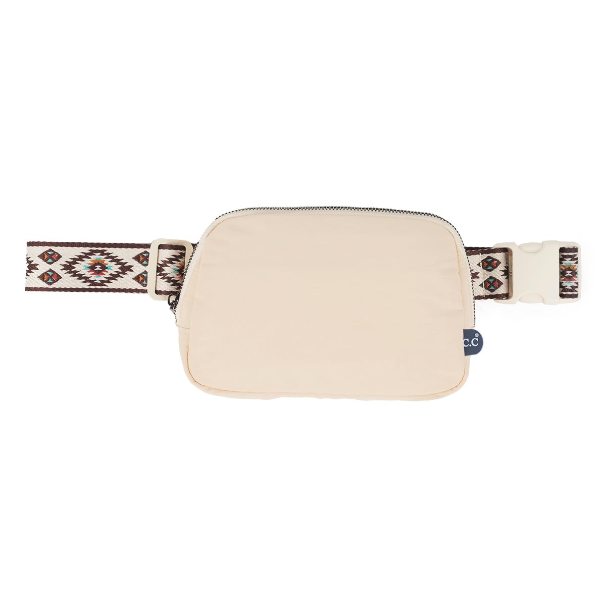 Funky Junque Small Crossbody Bag for Women, Nylon Crossbag Sling Belt Waist Fanny Pack with Adjustable Strap, Beige - Aztec Strap - Beige
