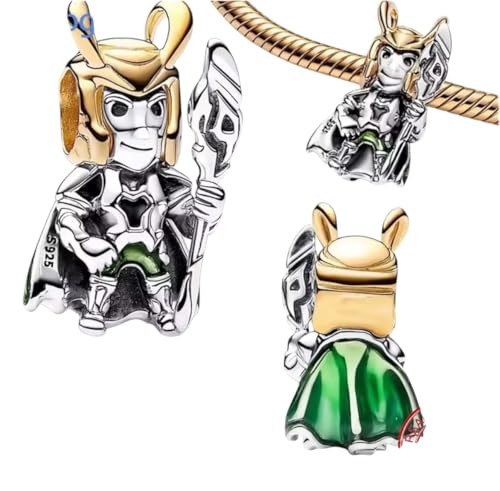 Abalorio Loki de plata de ley 925,compatible con abalorios Pandora y muchas otras pulseras de abalorios.