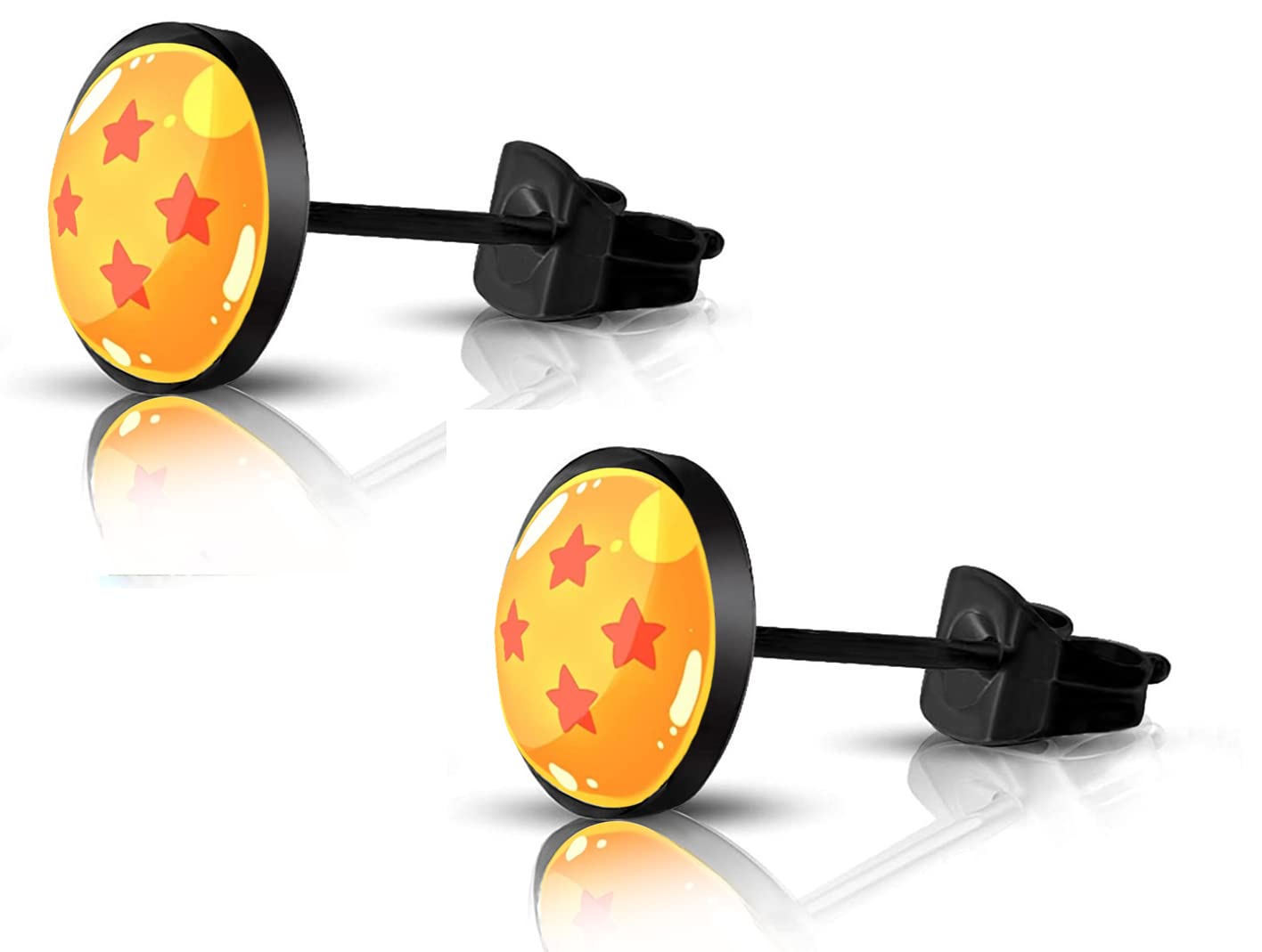 SIISPRI 316L Surgical Stainless Steel Anime Earring Round Circle Button Stud Post Earrings 10MM