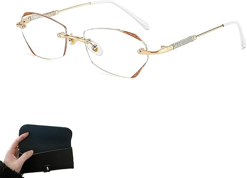 Glassesify - Lentes de lectura para mujer, sin marco, antiluz azul, sin montura