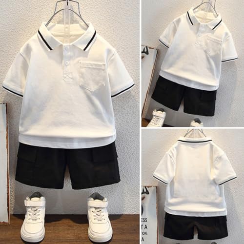 Image of KISBINI Toddler Boys Summer Clothes Set Hawaiian Cotton T-Shirt and Shorts Set Dinosaur Sharks Clothing Set