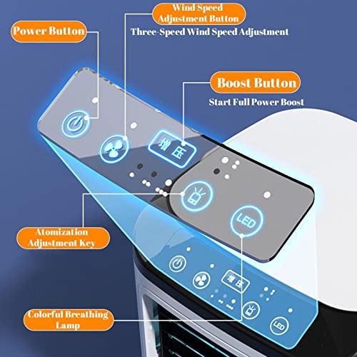 Draagbare mini-airconditioning met 3 snelheden, draagbaar, mini-airconditioning, stil, mobiele airconditioning voor thuis, kantoor, slaapzaal - Afbeelding 3
