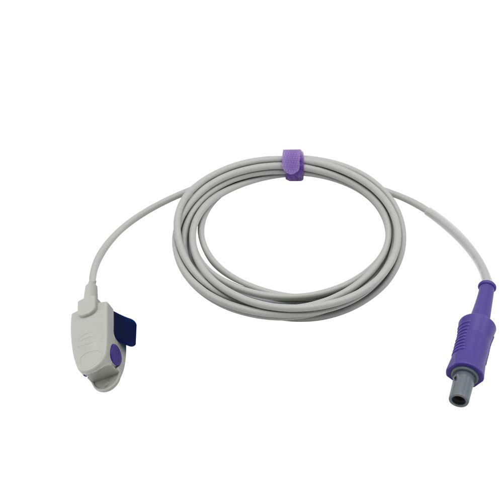 Compatible for indray Spo2 Sensor Pediatric Clip 9.8 ft 6 Pins 40°keyed Connector