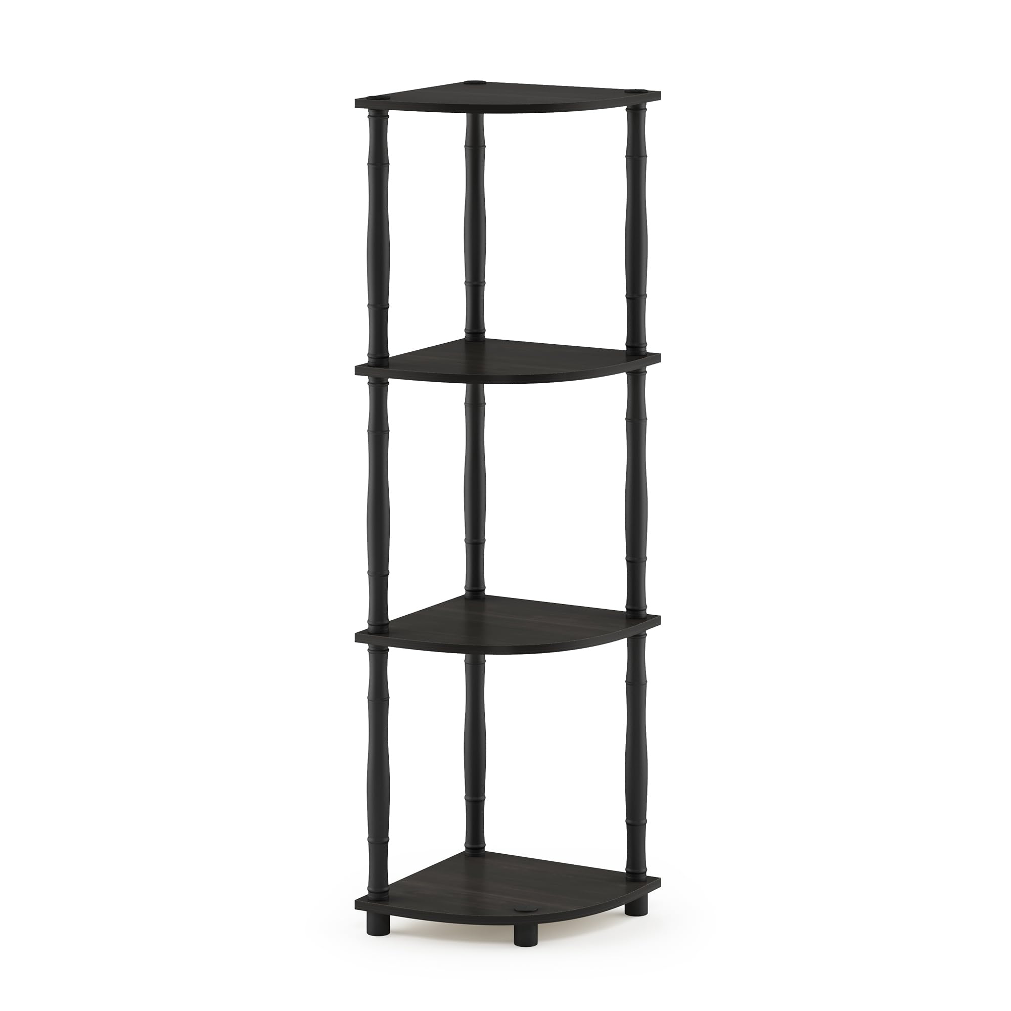 Furinno Turn-N-Tube 4-Tier Corner Display Rack Multipurpose Shelving Unit with Classic Tubes, Espresso/Black, 18114EX/BK, Espresso/Black Classic Tube