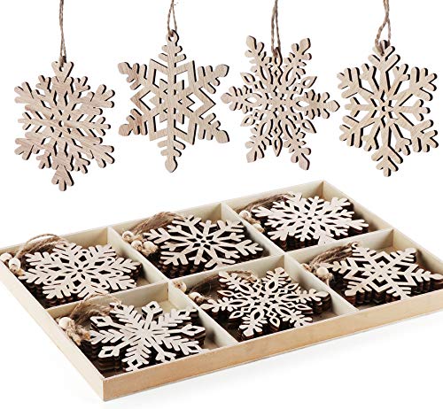 24 Stück Weihnachten Holz Schneeflocken Unvollendete Vintage Holz...