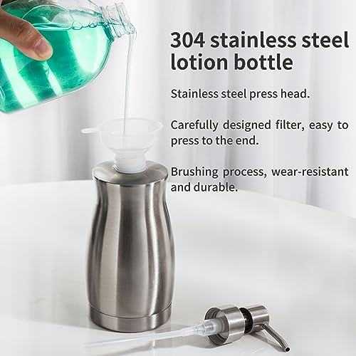 Zebeyima Brushed Stainless Steel Countertop Soap Dispenser Rust And Leak Resistant Hand Soap Pump With Funnel For Kitchen Countertops And Bathroom Dispensers (13.5 Oz/400 Ml)… thumb #3