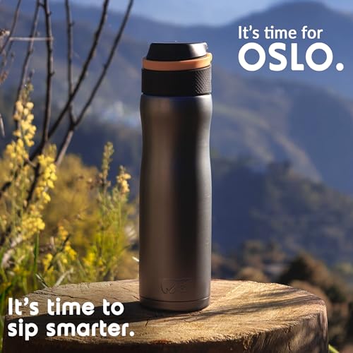 Image of Headway by rabitat Oslo Insulated Water Bottle 750 ml with Infuser | Hot 12 Hrs & Cold 24 Hrs | Triple Layer Vacuum Steel Flask | Leak-Proof, ISI Certified | 2-Year Warranty | Steller Grey