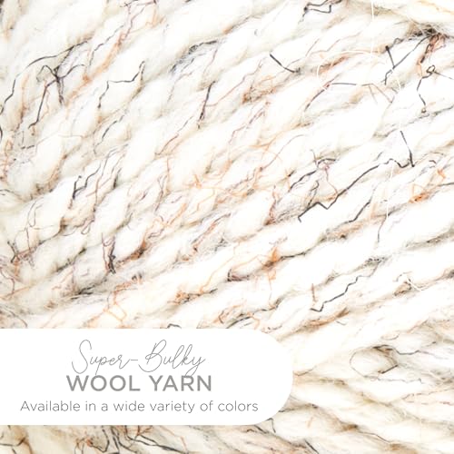Image of (1 Skein) Lion Brand Yarn Wool-Ease Thick & Quick Bulky Yarn, Wheat | Super Bulky Wool Acrylic Blend Fiber for Soft Hats, Sweaters, Chunky Blankets, Yarn for Crochet, Knitting, Crafts, Weaving