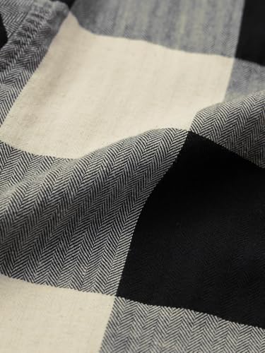 Image of The Souled Store: Blue Sails Men and Boys Long Sleeve Collared Neck Button Front Blue and Cream Checked Embroidered Regular Fit Cotton Linen Shirt
