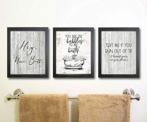Silly Goose Gifts Bathroom Themed Decor Art Print Wall Art Funny Gift Sets Typography Rustic Unframed Pictures Signs Rules (Nice Butt)