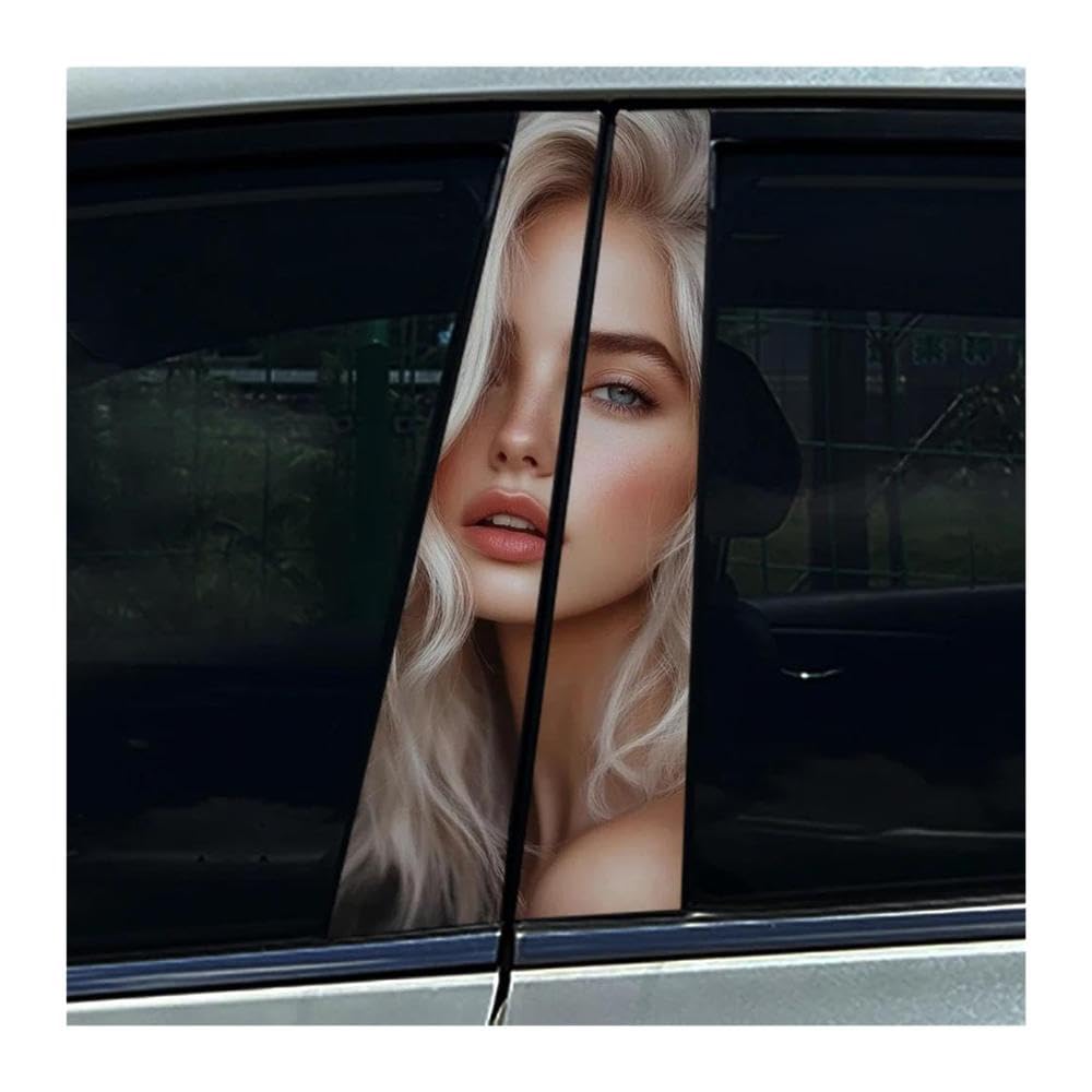 Decorative Items 2pcs Beauty Sexy Lady Car Center Pillar Sticker Auto B Pillar Protective Film Decoration Scratch Cover Sticker(E)
