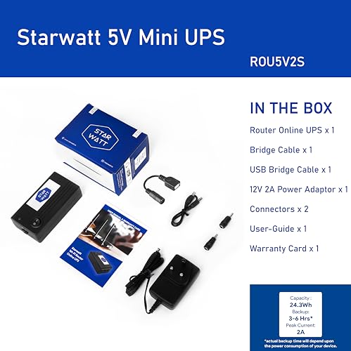 Image of 5V Mini UPS with Power Adaptor for 5V WiFi Routers, WiFi Cameras, Biometric & USB Powered Devices| Uninterrupted Power Backup for 3-10 Hours | Supports All 5V Upto 2A | Replaceable Battery