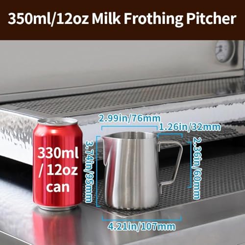 Image of watchget 12oz Milk Frothing Pitcher Stainless Steel Espresso Steaming Jug