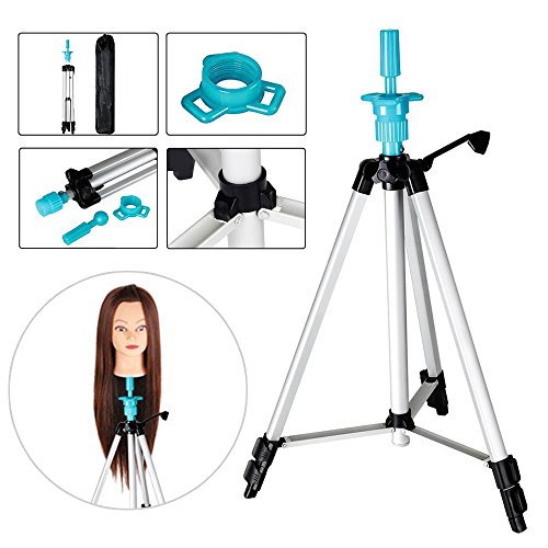Mannequin Head Holder Tripod Stand,TopDirect Adjustable Hairdressing Practice Cosmetology Training Doll Head Stand Mannequin Manikin Head Tripod Wig Stand with Carry Bag