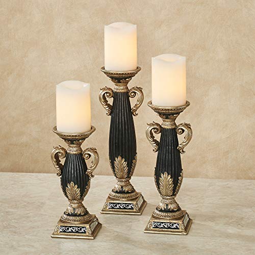Touch-of-Class-Camila-Candleholders-Black-Set-of-Three-Pillar-Candle-Holder-Small-Medium-Large-Sizes-Old-World-Style-Beautiful-Holders-for-Bedroom-Living-Room-Mantel Touch of Class Camila Candleholders Black Set of Three Pillar Candle Holder Small Medium Large Sizes Old World Style Beautiful Holders for Bedroom Living Room Mantel