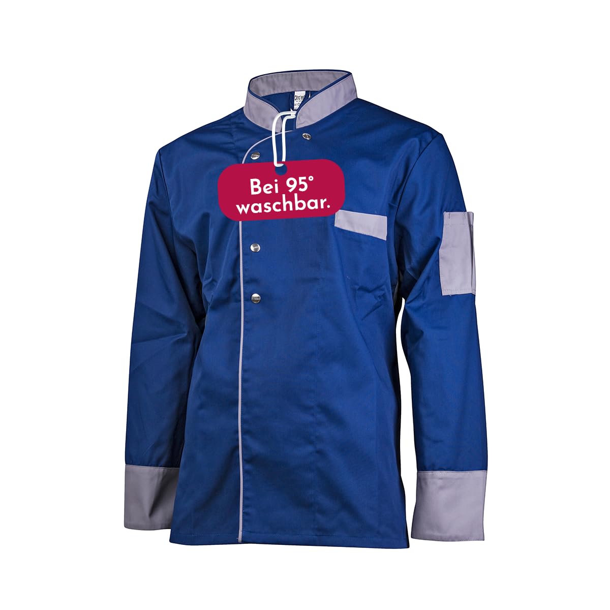 Clinotest Herren Langarm Kochjacke – 95°C waschbar & kochfest, Bäckerjacke mit Druckknopfverschluss, 65% Polyester, 35% Baumwolle, Pflegeleichte Kochkleidung für Gastronomie & Restaurant