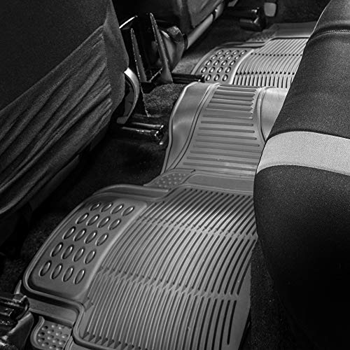 Image of FH Group Car Floor Mats - Heavy-Duty Rubber Floor Mats for Cars, Universal Fit Rear Set, Trimmable Automotive Floor Mats, ClimaProof Floor Mats For Most Sedan, SUV, Truck Floor Mats Gray