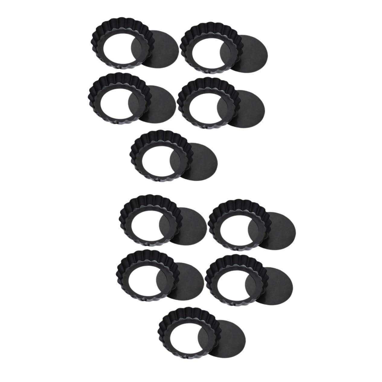 SOLUSTRE 2sets Nonstick Baking Pans Removable Bottom Tart Molds Household Molds for Easy Baking for Egg Tarts Pies 5pcs*2