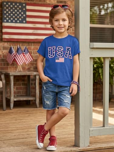 Image of AMWIPE Boys Girls USA Shirt Kids 250 Anniversary USA Shirts American Flag Tshirt 4th of July Outfits Cute Patriotic Top 6-14y