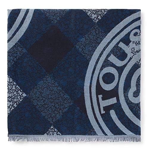 TOUS Foulard de Algodón Para Mujer en Color Azul, Medidas 200 x 75 cm, Original y Elegante, Colección Kaos