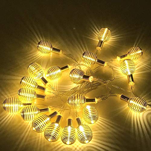 Image of Xenith 14 LED Decorative Spring Bulb Shape Golden Metal String Lights Fairy Lights Decorative Lights for Diwali Christmas Home Marriage New-Year Decoration Lighting (Warm White, 3.5 Meter)