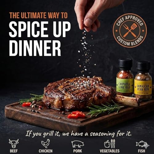 Image of BBQ Grill Spice Set 20 Pack Glass Bottles Gourmet Seasoning Variety Rubs for Steak Chicken and Grilling BBQ Gift for Men Dad Husband Grill Master Kit for Birth Day Birthday Cooking and Outdoor
