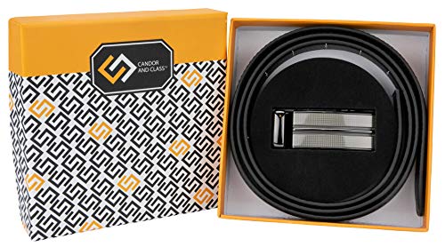 Leather Ratchet Belt for Women, Trim to Fit 18"- 44" Waist, Automatic Slide Buckle, No Holes, Gift Box (W712 Black 25mm width, Small)3