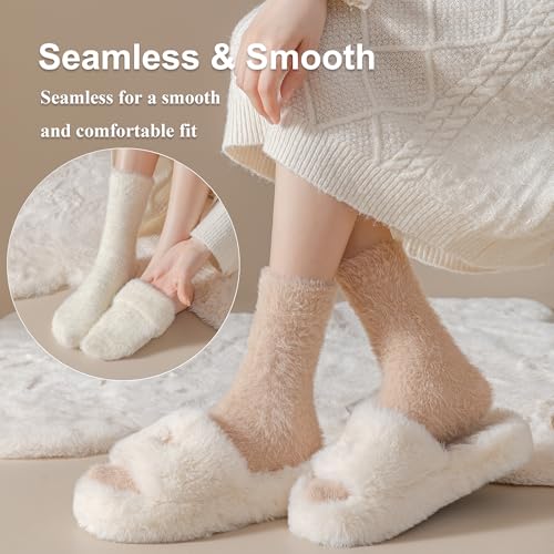 Image of BROPAPAP Fuzzy Socks for Women Men Fluffy Thick Warm Winter Soft Cozy Plush Sleep Home Fleece Cabin Soft House Socks Gifts