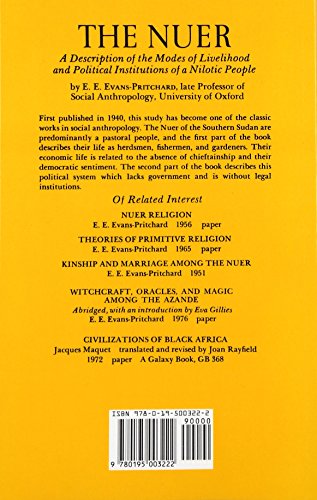 The Nuer: a Description of the Modes of Livelihood...