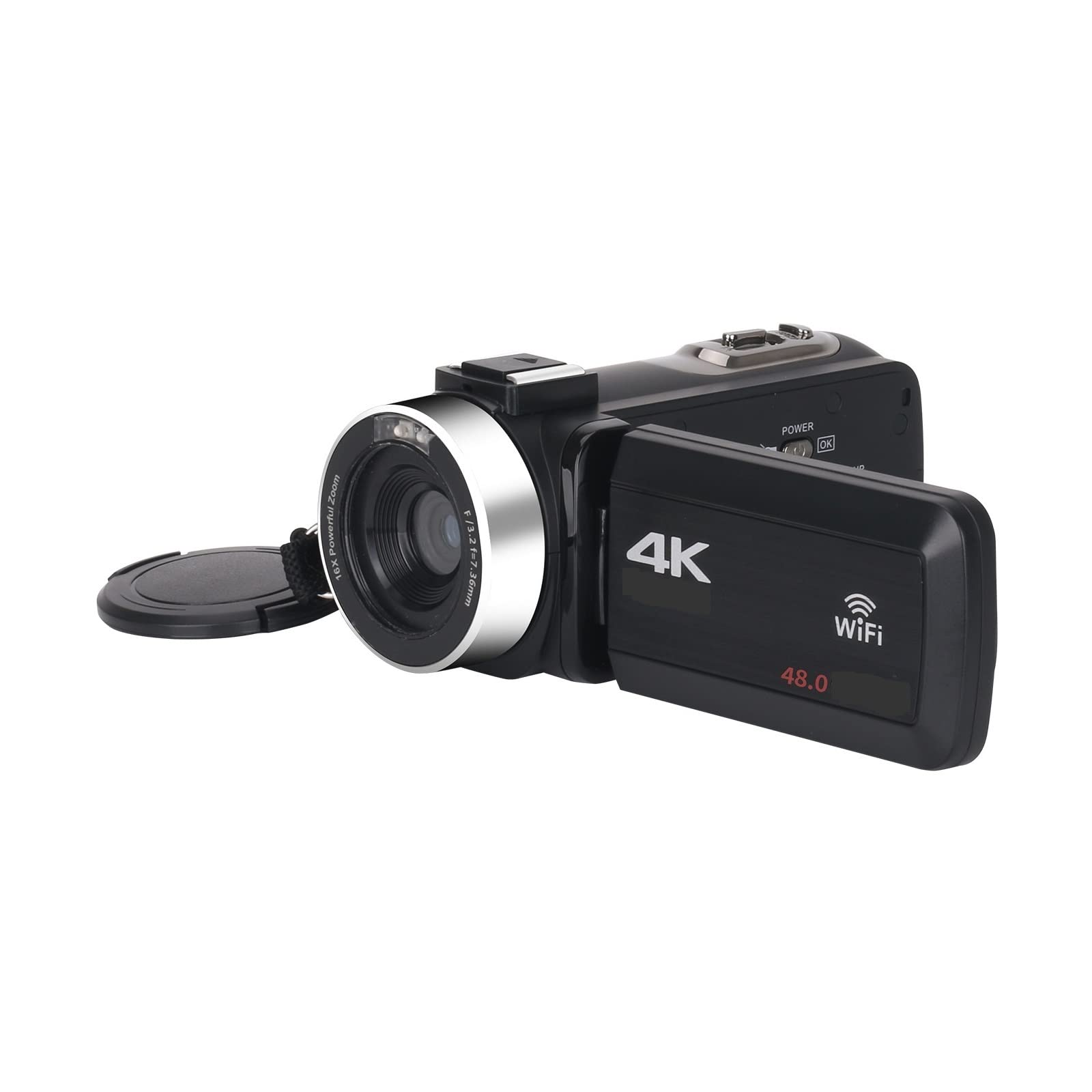 Cámara de Video Vlog 4K Completa for transmisión en Vivo Videocámara Digital al Aire Libre Webcam 16X Grabadora de fotografía(128G SD Card,Silver)