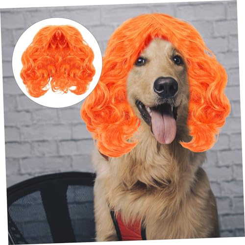 Peluca para mascota accesorio disfraz para perro naranja miniatura 5