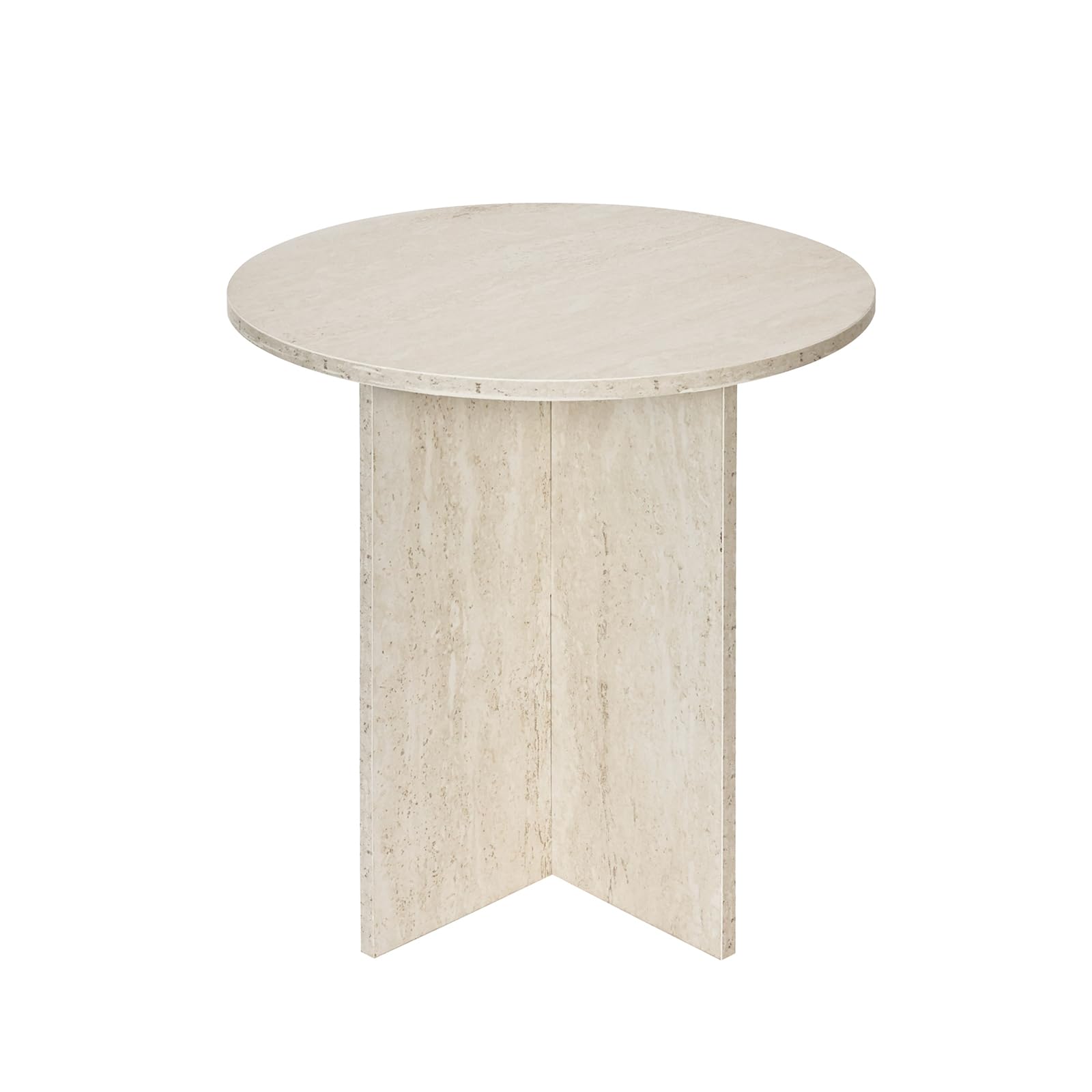 OHS Side Table Living Room, Wooden Round Coffee with 3 Wooden Legs Decorative Bed Side Table Nighstand End Tables Small Table for Bedroom Home Office, Travertine