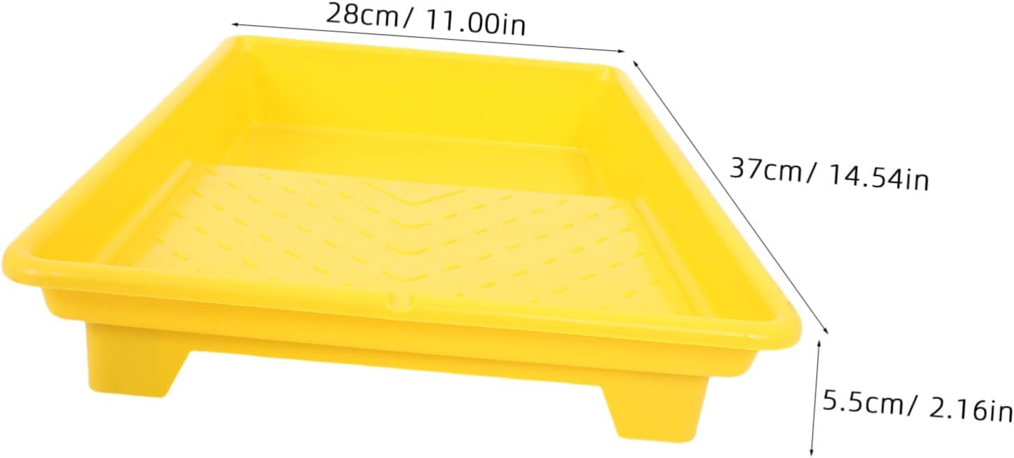 5pcs Plastic Paint Roller Tray Set, Reusable Paint Mixing Pan with Organized Painting Solution, Sturdy Plastic Material for Wall Painting and DIY Projects, Yellow Color,