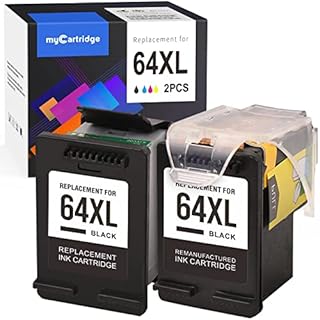 MYCARTRIDGE Remanufactured Ink Cartridge Replacement for HP 64XL 64 Fit Hp Tango x, Envy Photo 6220 6230 6252 6255 6258 7120 7134 7155 7164 7855 7858 7820 7822 7830 Printer (2 Black)