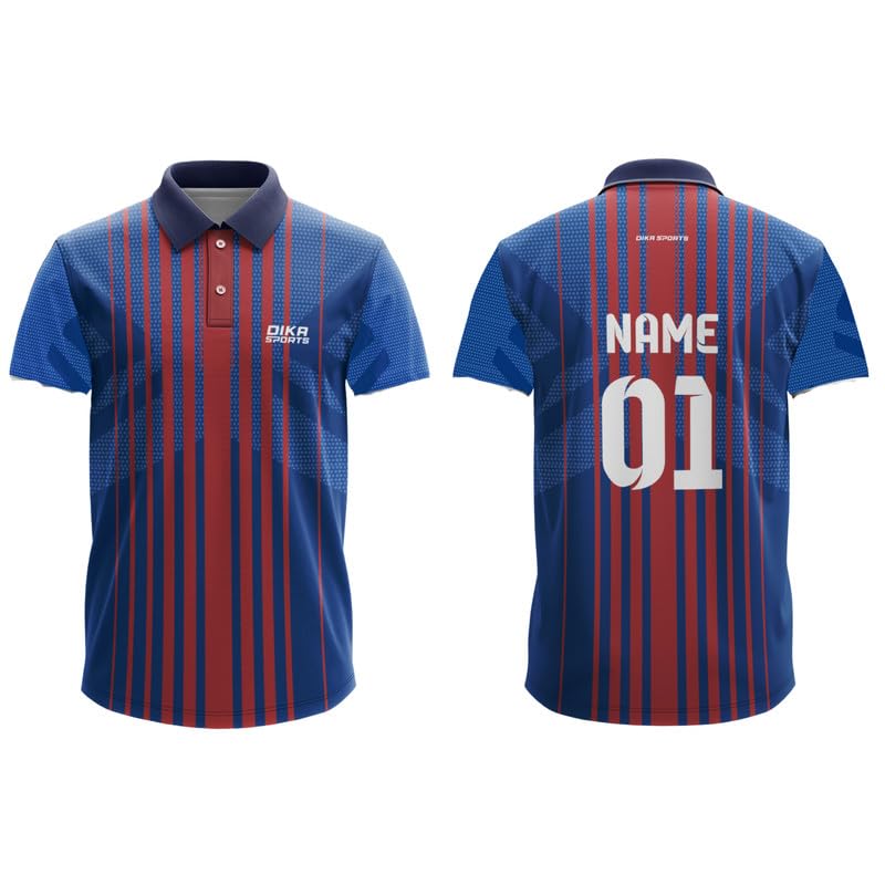 Image of Dika Sports Cricket Custom Player Name and Number Jersey Cricket Tshirt for Men | 2 Year to 5XL